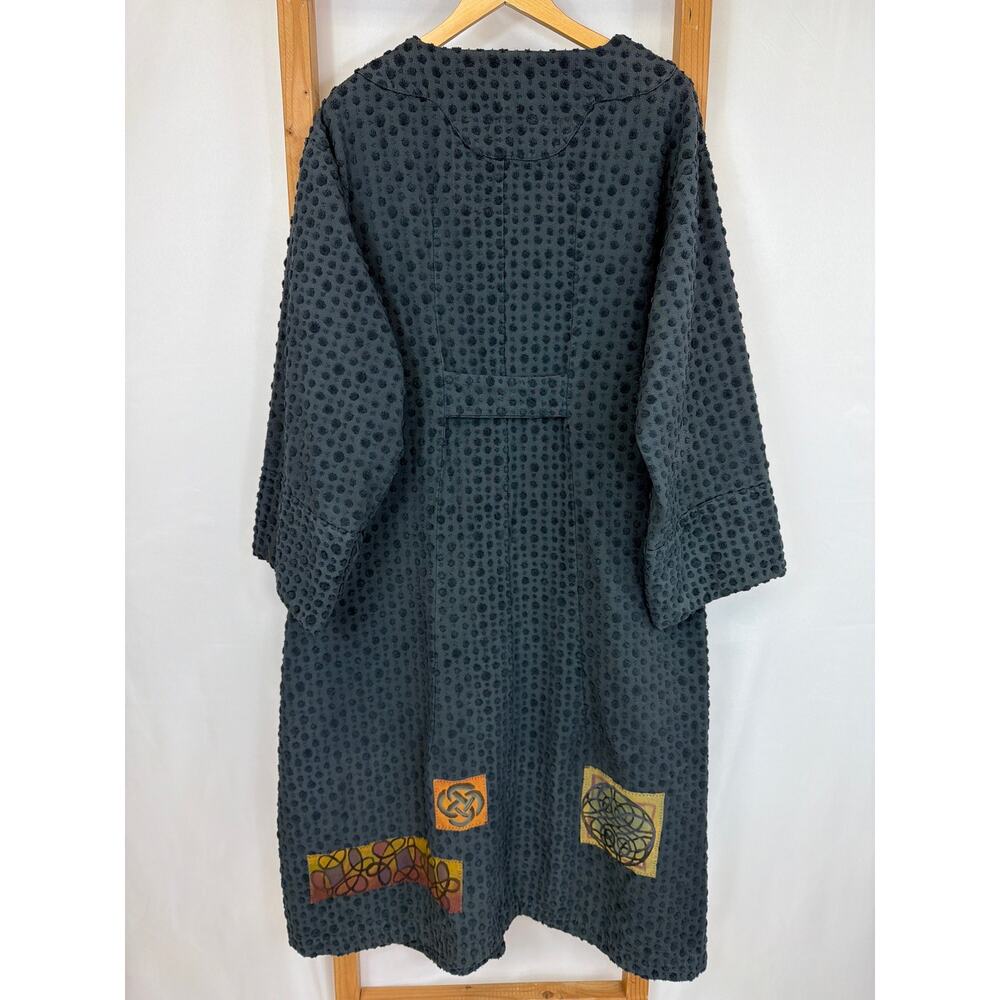 Blue Fish Blue Hand-Printed Long Cotton Jacket Made in USA Size 1 LG / XL - Picture 7 of 11